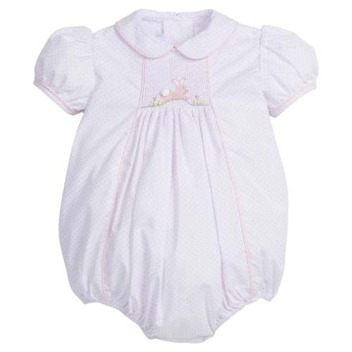 Chest Smocked Bubble - Pink Bunny