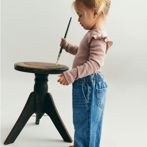 Dilling - Baby merino wool long sleeve top in Blush melange