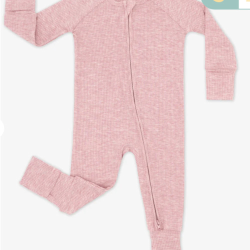 Heather Mauve Ribbed Zippy - Little Sleepies