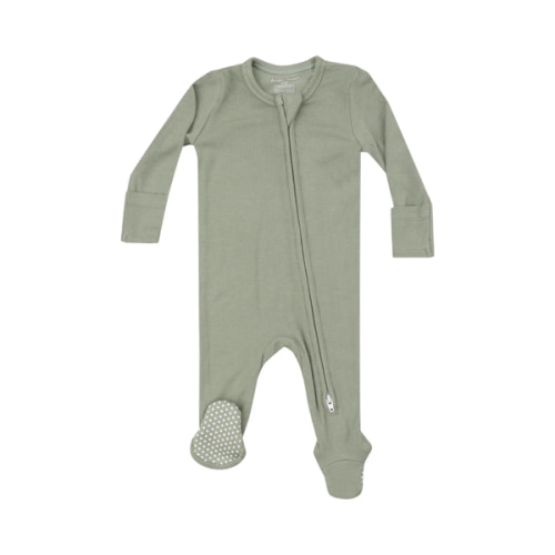 2 Way Zipper Footie - Solid Desert Sage