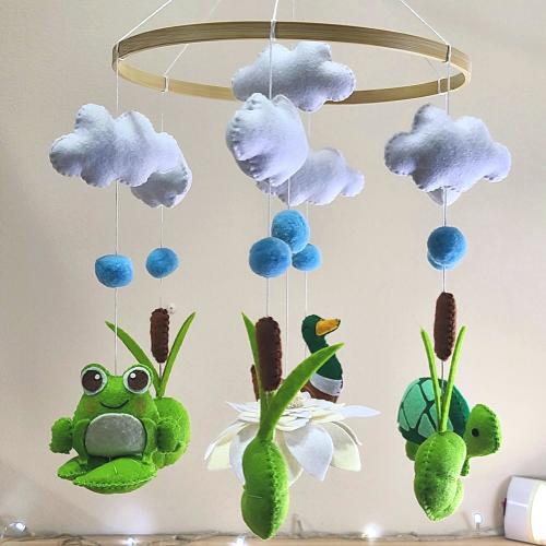 Little Pond Pals Felt Baby Mobile | Lakeside Lily Pad & Frog Nursery Decor