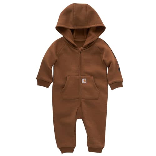 Carhartt baby-boys Long-sleeve Hooded Zip-up Footless Jumpsuit One-piece Hoodie