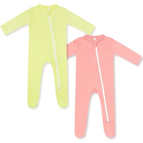 HAPIU Bamboo Baby Footed Pajamas 2 Way Zip Front, Sleep 'N Play Footies, 0-24 Months