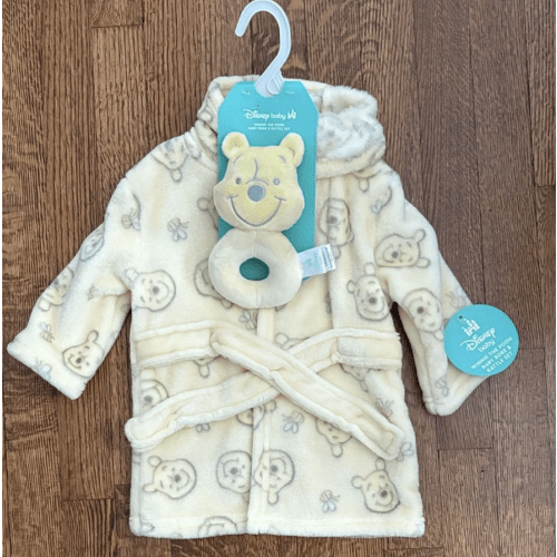 Disney Baby Winnie the Pooh Baby Robe & Rattle Set - Macanoco and Co.