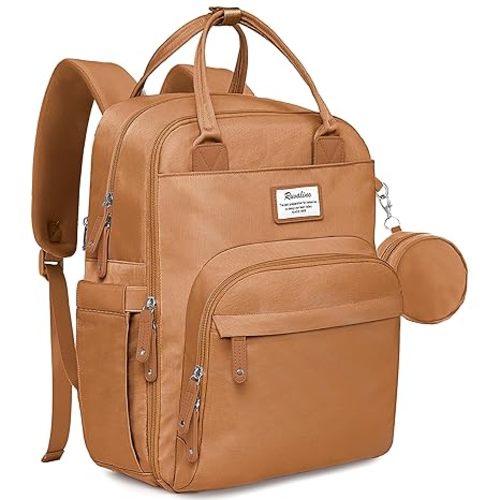 RUVALINO Diaper Bag Backpack, Multifunction Travel Pack Maternity Baby Changing Bags, Large Capacity, Waterproof, Dark Brown