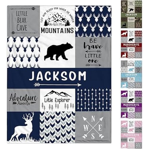 Personalized Baby Blanket for Boys, Custom Baby Blanket with Name, Soft Cozy Personalized Name Blankets for Kids, Custom Blankets for Infant Toddler for Birthday
