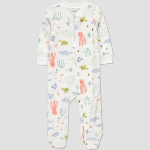 Carter's Just One You®️ Baby Boys' Footed Sleep N' Play - Ivory 3M: Animals, Cotton-Polyester Blend, Snug Fit