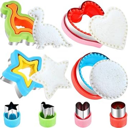 Sandwich Cutter and Sealer,Bread Sandwich Decruster Maker Fruit Vegetable Cookie Cutters for Kids Bento Box,Heart,Star,Dinosaur,Circle Shapes Sandwich and Cookie Cutters.