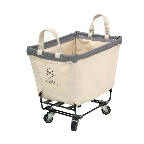 Small Rectangle Canvas Laundry Basket with Wheels | Pottery Barn
