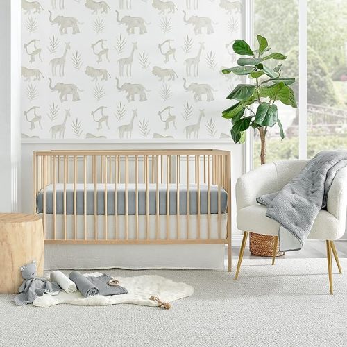Levtex Baby - Cloud Muslin Crib Bed Set - Baby Nursery Set - Grey and White Stars - Grey Textured Muslin - 5 Piece Set Includes Quilt, Fitted Sheet, Two Swaddles & Bear Lovey