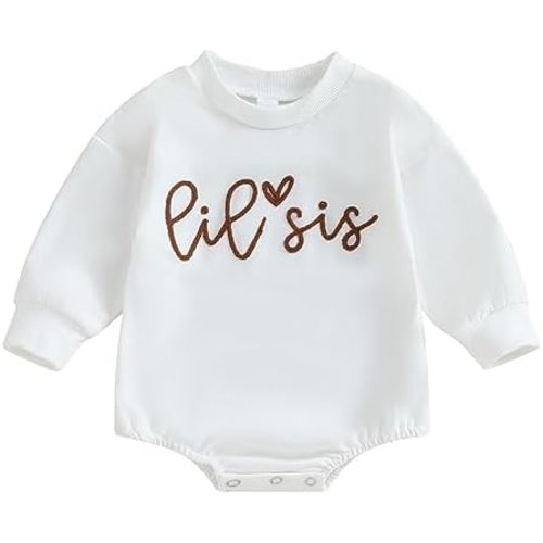 YINGISFITM Toddler Baby Girl Clothes Long Sleeve Pullover Sweatshirt Romper Fall Winter Cute Sister Brother Matching Outfits