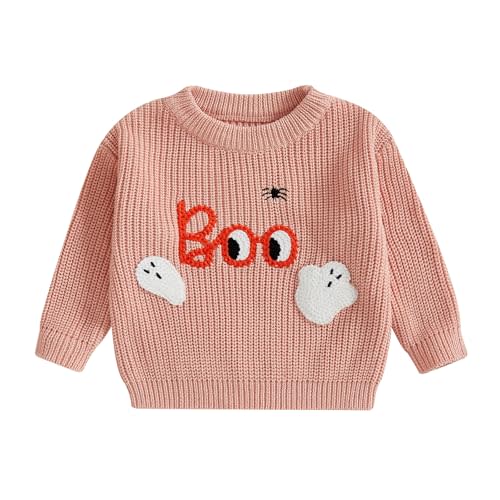 Baby Halloween Outfit Boy Girl Toddler Pumpkin Sweater Ghost Embroidery Knit Sweatshirt Tops Fall Winter Clothes