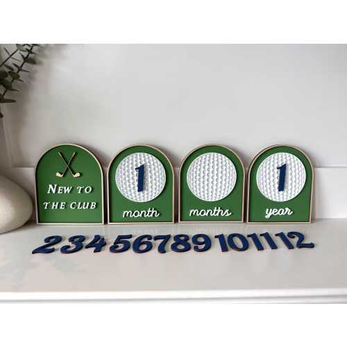 Golf Monthly Milestone Markers Golf Theme Milestone Discs Golf Theme Nursery Golf Photo Prop Baby Golf Theme Accessories Golf Ball Name Sign