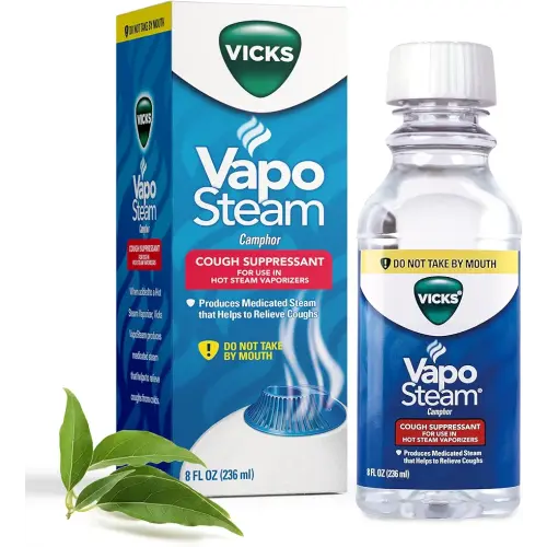 Vicks VapoSteam Medicated Liquid with Camphor, a Cough Suppressant, 8 Oz – VapoSteam Liquid Helps Relieve Coughing, for Use in Vicks Vaporizers and Humidifiers, FSA and HSA Eligible