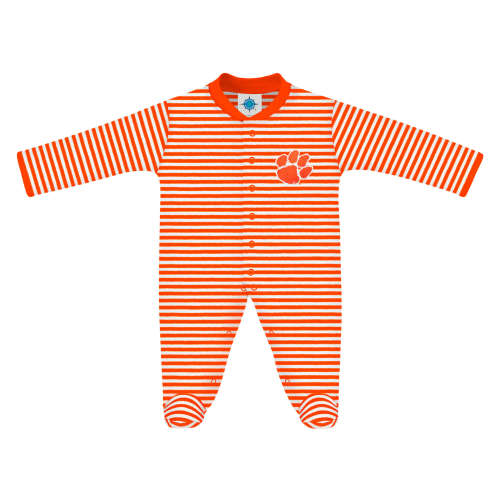 Clemson Tigers Striped Footed Romper | College Baby