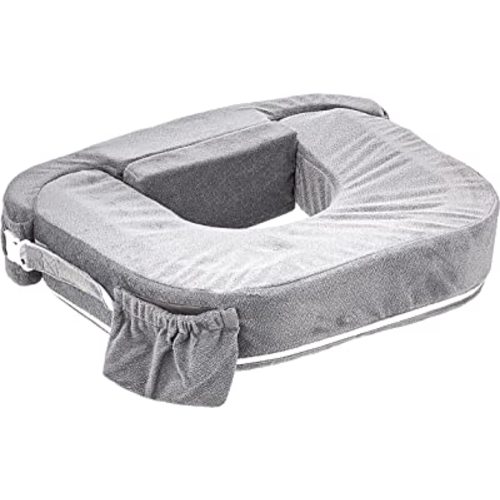 My Brest Friend Twin Nursing Pillow - Enhanced Comfort with Slipcover - Ergonomic Breastfeeding Pillow for Ultimate Support - Adjustable Nursing Pillow with Handy Side Pocket, Dark Grey