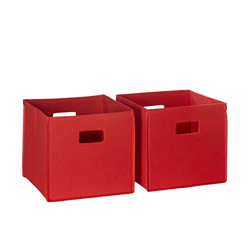 RiverRidge Folding Storage Bins with Handles Red Cube Storage Organizer for Closet, Bedroom & Playroom - Closet Organizers and Storage Set of 2