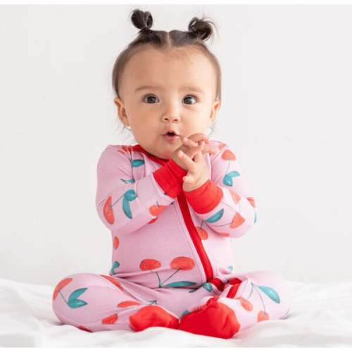 Baby Bamboo Pajamas W/ DreamCuffs®, Cherry - Dreamland Baby | Maisonette