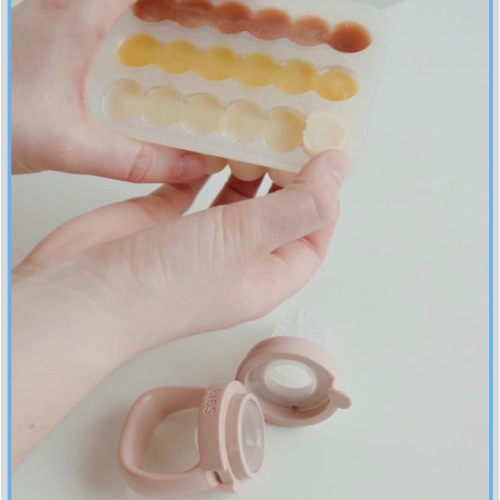 BIBS Baby Food Freezer Tray for Easy Storage, Compatible with BIBS Food Feeder, Spill-Proof, Silicone Bottom, Includes Lid, BPA-Free - Ideal for Breastmilk, Purees, Smoothies - Ivory