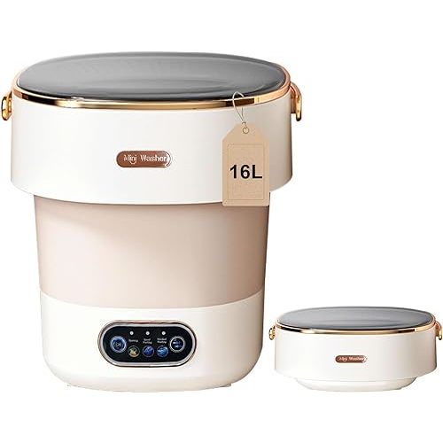 Portable Washing Machine,Mini Washer 16L Upgraded With Spin Basket,Small Clothes Folding Washing Machine Of Underwear, Baby And Small Clothes,Suitable For Home Apartments Dormitories, Hotels Khaki