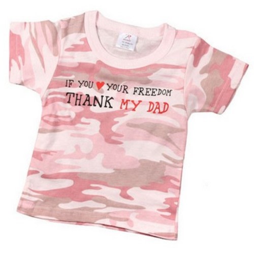Infant's Pink Camo Tee Thank My Dad For Freedom: Army Navy Shop