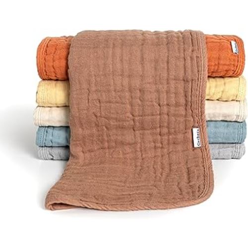 Gerber Baby Unisex Muslin Burp Cloths 6-Pack, Multi Browns, Large Size 20" x 10"