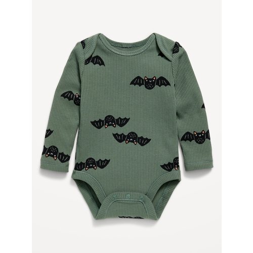Printed Unisex Long-Sleeve Ribbed Bodysuit for Baby