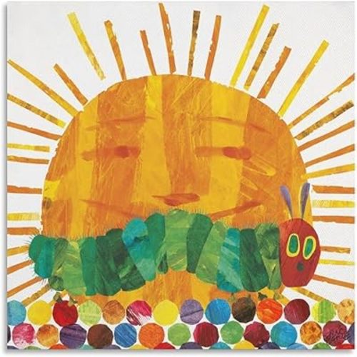 Eric Carle Poster Prints The Very Hungry Caterpillar Children's Book Illustrations Gifts Canvas Painting Poster Wall Art Decorative Picture Prints Modern Decor Framed-unframed 16x16inch(40x40cm)