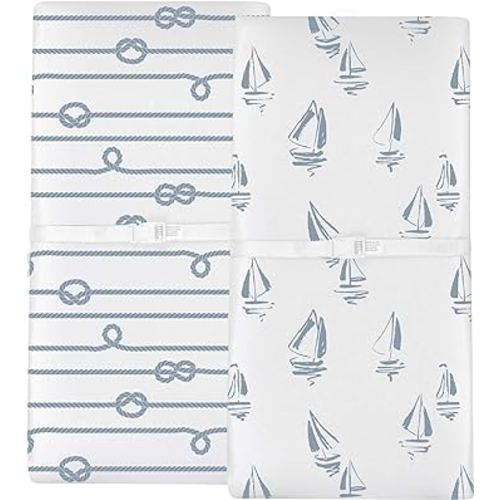Ely's & Co. Changing Pad Cover Set | Cradle Sheet Set 100% Cotton Jersey Knit 2 Pack (Blue)
