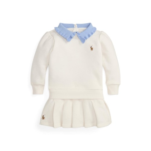 Contrast Collar Sweatshirt & Pleated Skirt Set, 24M- Only a few left