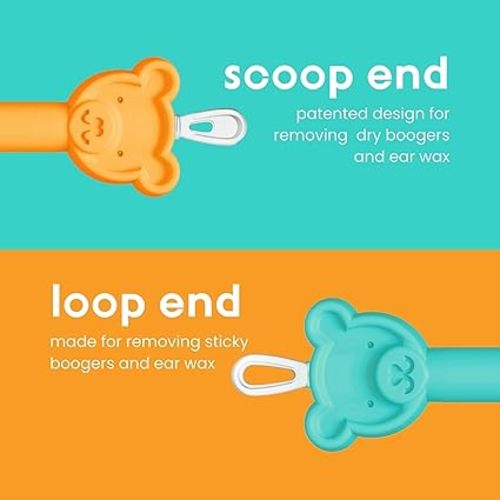 oogiebear: Baby Nose Cleaner & Ear Wax Removal Tool - Safe Booger & Earwax Removal for Newborns, Infants, Toddlers - Dual-Ended - Essential Baby Stuff, Diaper Bag Must-Have, 2 Pack Blue with CASE