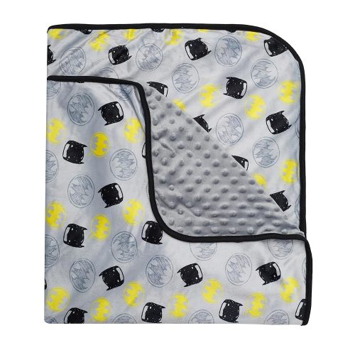 DC Comics Batman Baby Blanket, Soft and Plush Baby Blankets for Boys and Girls (Grey/Black/Yellow, 0-12 Months)