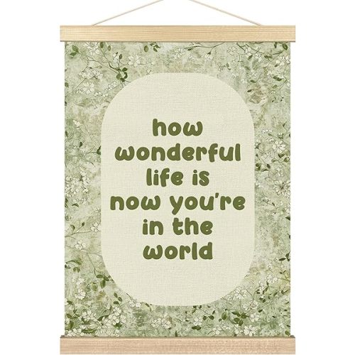 BCUANGD Vintage Kids Baby Wall Decor - Neutral Sage Green Wall Art Poster Hanger with Wood Frames, Rustic Floral Wall Hanging Canvas Decor for Home Nursery Kids Boys Girls Room, 12x16 Inches