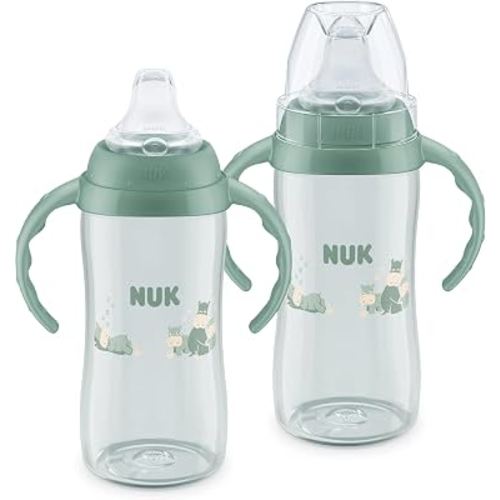 NUK First Choice Large Learner Cup 2.0, 10 oz. Sippy Cup with Handles, Spill Proof, Leak Proof Soft Straw Cup, 2-Pack