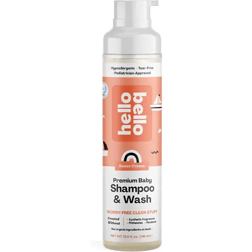Hello Bello Extra Gentle Shampoo & Body Wash I Tear Free, Hypoallergenic and Pediatrician Tested Plant Based Formula for Babies and Kids I Sweet Cream Scent I 10 FL Oz (1 Pack)