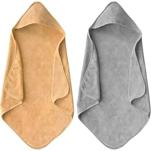 Bath Towel for Newborn, 2 Packs Soft Highly Absorbent Hooded Baby Bath Towels for Babies, Toddler, Infant Boys and Girls (Grey + Coffee)