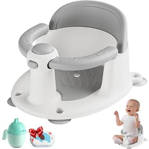 Baby Bath Seat for Babies 6 Months & up, Non-Slip Toddler Bath Seat for Baby & Newborn, Sit Up Bath Seat for Baby,Grey