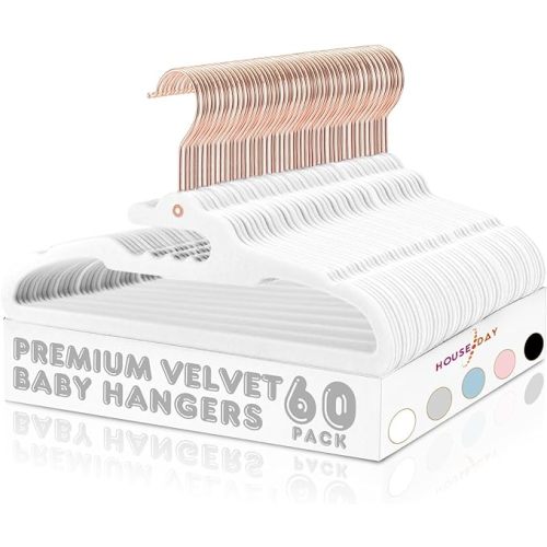 Premium Velvet Baby Hangers 60 Pack, 11.4'' Kids Velvet Hangers, Sturdy Baby Hangers for Closet, White Baby Clothes Hangers, Toddler Hangers Infant Children Non Slip Hanger for Nursery Use