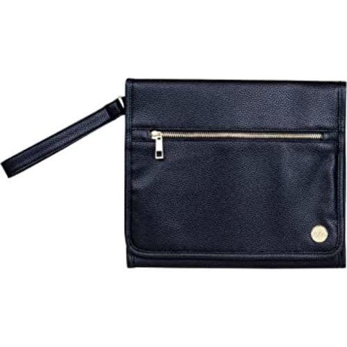 CleverMade Portable Baby Changing Pad Clutch with Wristlet - Premium Foldable Water Resistant Diaper Changing Mat with Storage Pockets for Diapers and Wipes - Black
