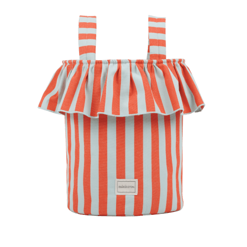 Basket Stripes - Coral + Aqua · Minicoton