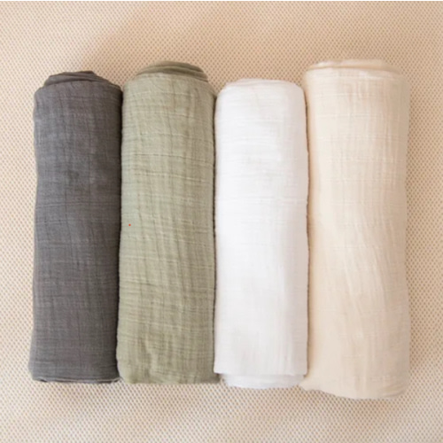 Organic Breathable Swaddle Blankets 4-Color Pack