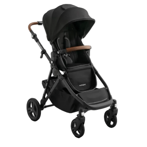 Mockingbird Single to Double 3.0 Stroller, 2026, Charcoal with Penny Leather, Solid Black