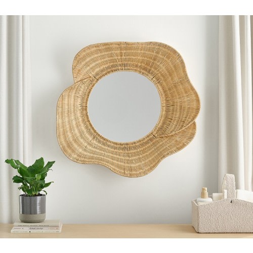 Rattan Natural Wavy Mirror (30")