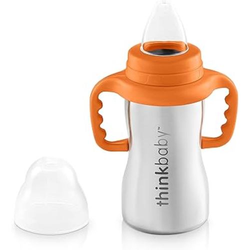 Thinkbaby Stainless Steel Sippy Cup, Orange (9 ounce)