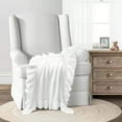 Lush Decor Reyna Soft Knitted Ruffle Baby/Toddler Blanket White Single 30X40