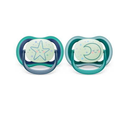 Philips Avent Ultra Air Pacifier 6-18m, sleeping star / sleeping moon, nighttime, 2 pack SCF376/13, Avent Ultra Air Pacifier 6-18m nighttime 2pk