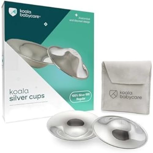 Koala Babycare The Original Nursing Cups 100% Silver – Nipple Shields for Nursing Newborn - Breastfeeding Essentials Protect and Soothe Cracked Nipples - Standard Size