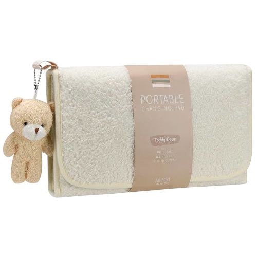 J&Joo Portable Diaper Changing Pad - Ultra Soft, Extra Padded, Waterproof Baby Changer Travel Essential, EZ Access Mesh Pockets, Gift for Baby Shower, Newborn Girls and Boys, 0-12 Months