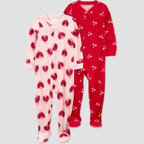 Carter's Just One You®️ Toddler Girls' 2pk Floral And Butterfly Footed Pajama - White/green 2t