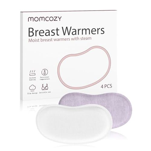 Momcozy Instant Heat Breast Warmers - Easy Release for Soothing Warmth - Lasting Heat Relief for Breastfeeding Challenges, Individually Packaged, Improve Milk Flow, 4 pcs
